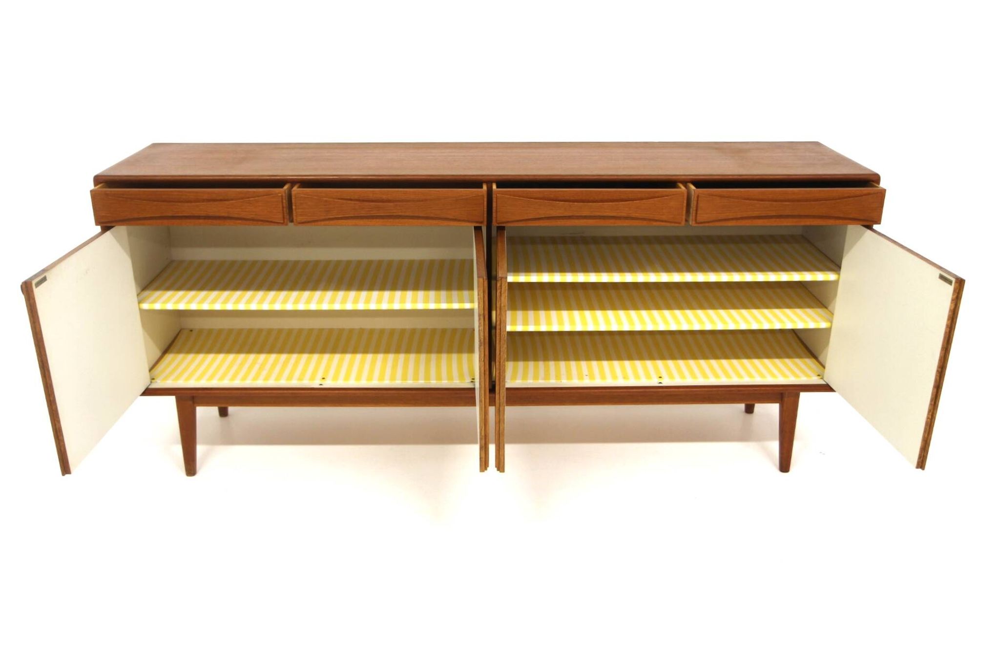 Scandinavian enfilade in teak, Möbelfabriken Linden, Horda, Sweden, 1960.
