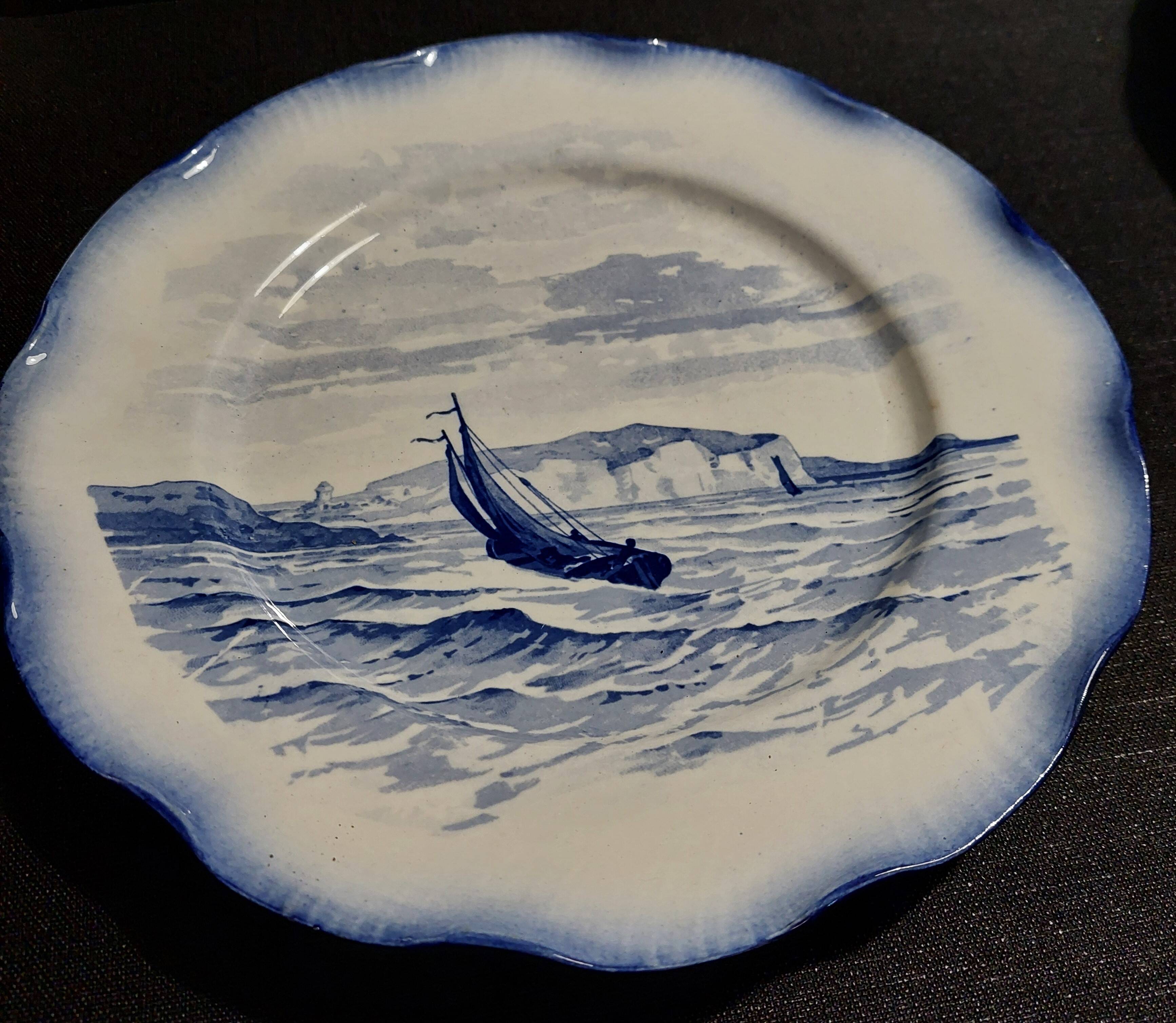 Sarreguemines earthenware plate with Marine decor late 19th century early 20th century