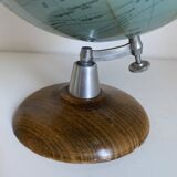 Globe terrestre vintage 1960 Girard et Barrère bois mappemonde - 29 cm
