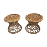 Pair of vintage rattan stools