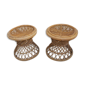 Pair of vintage rattan stools
