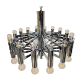 Vintage large chrome Italian Space Age pendant lamp Sciolari