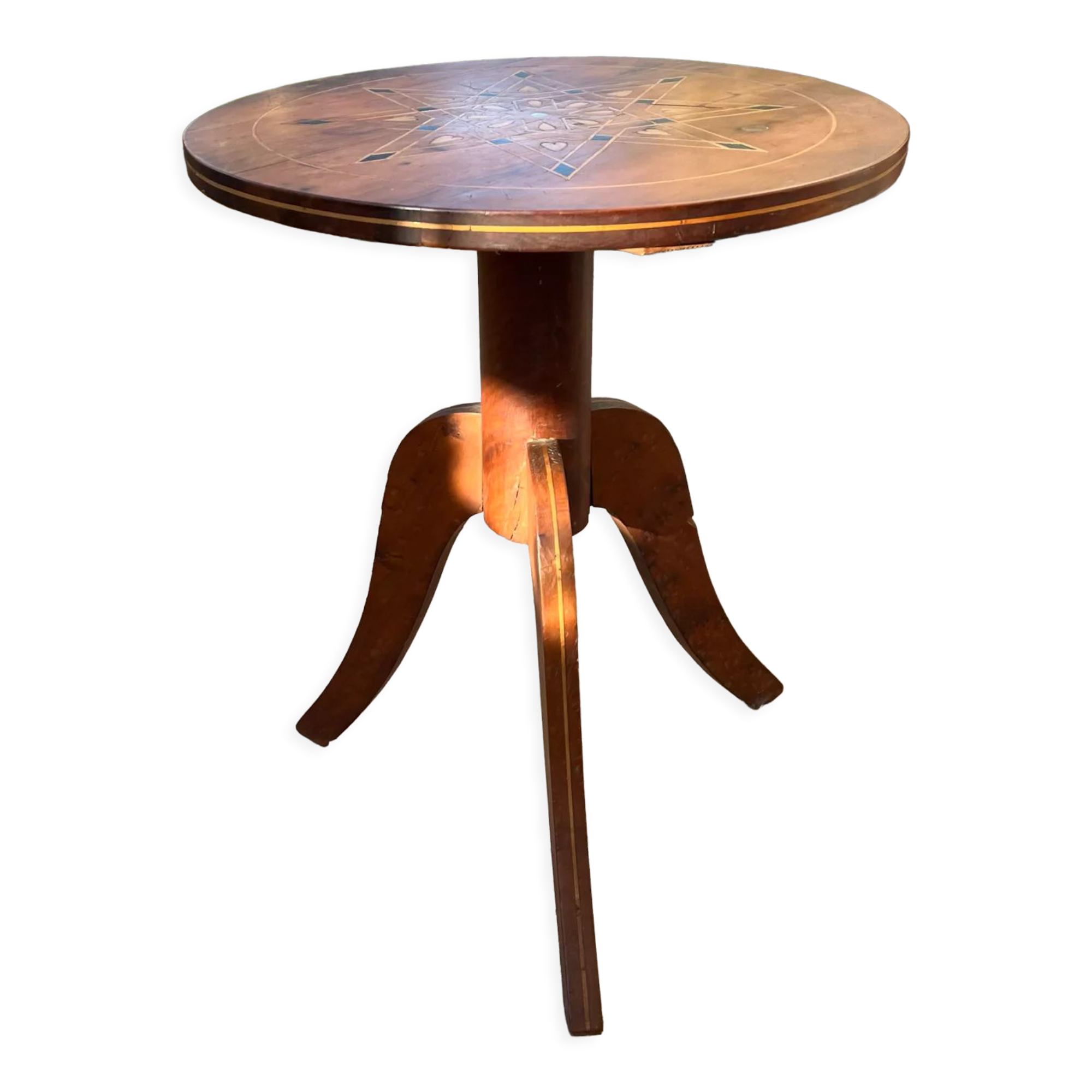Old inlaid pedestal table