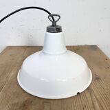 Industrial White Enamel Factory Pendant Lamp from Benjamin USA, 1960s