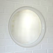 Vintage wall round white plastic mirror, Meblo 1970, retro