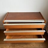 Commode 1960 bois Teck et alu par George Frydman pour EFA