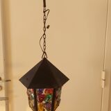 Pendant light, stained glass vestibule lantern
