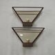 Matching Pair French Mid Century Copper & Glass Single Mirrored Wall Lights 5138