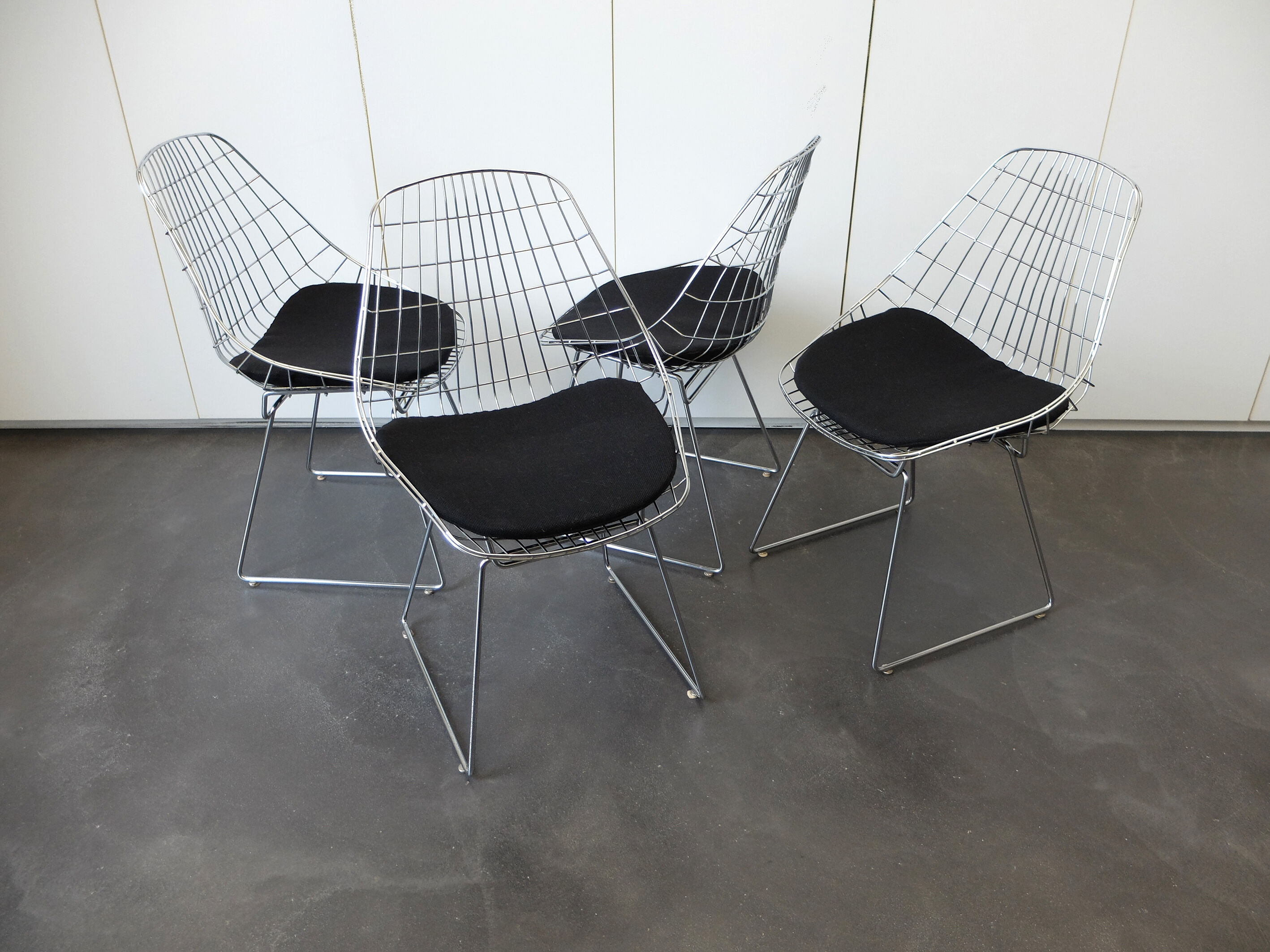 Four vintage SM05 chairs chromed by Cees Braakman for Pastoe, 1960-70