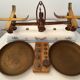 Balance Roberval Krups old copper porcelain base with weight collection