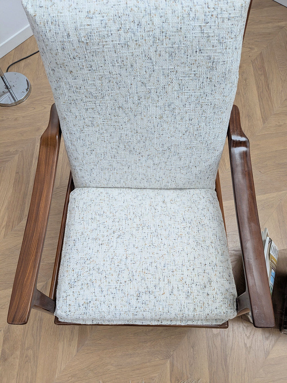 Vintage reupholstered Scandinavian armchair