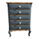 Revamped 5-drawer chest - Prussian Blue & Wood / Louis XV Style