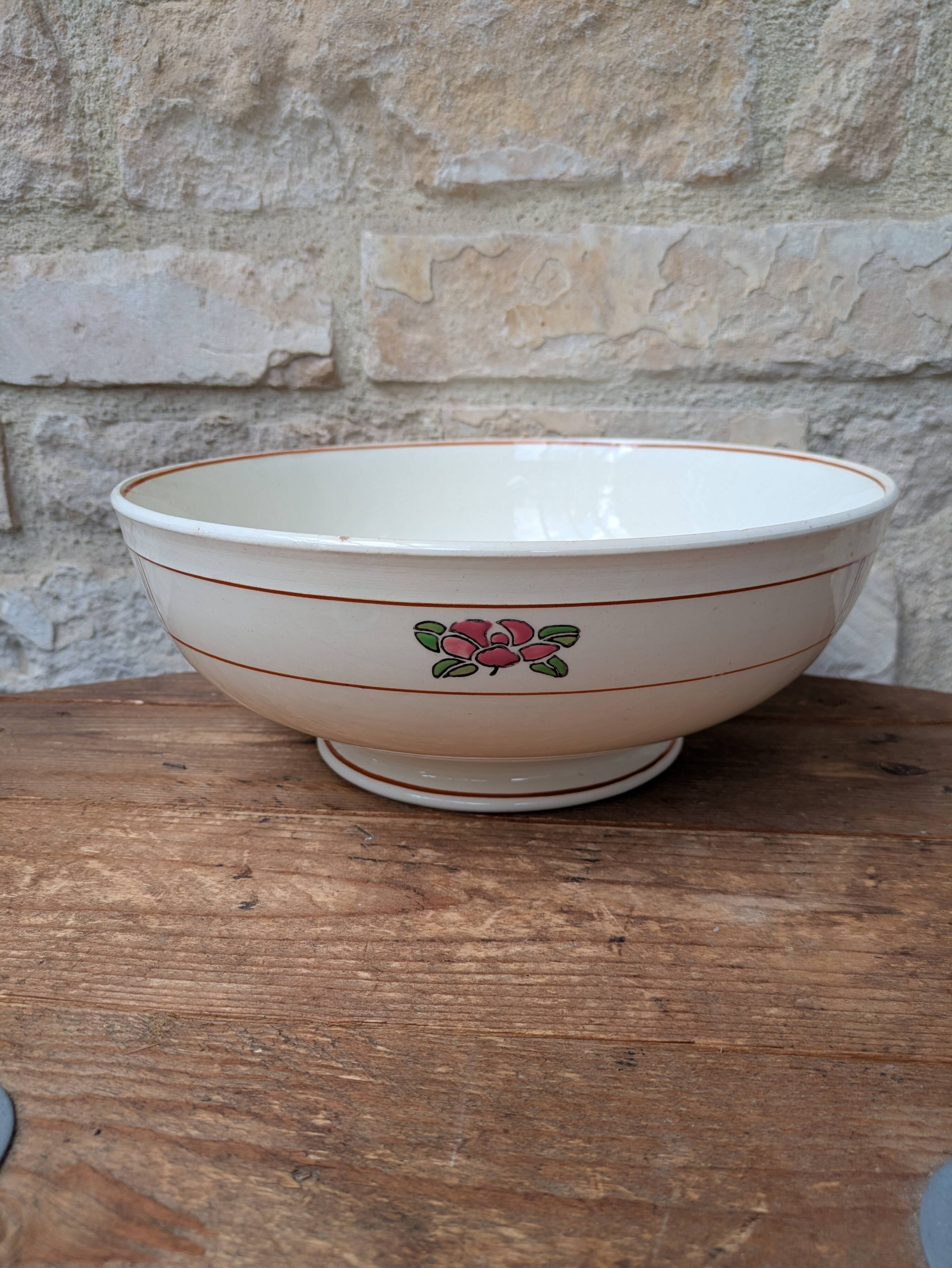 Vintage ironstone salad bowl Salins model Nénuphar 28cm