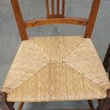 Lot de 4 chaises de salle à manger anglaises anciennes du XIXe siècle avec assises en osier