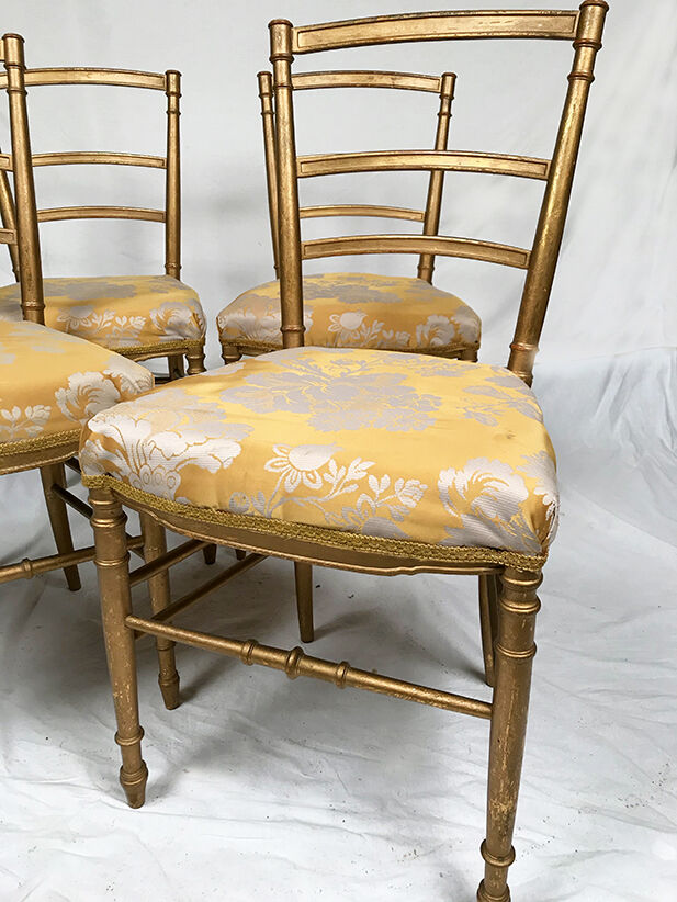 Series of four chairs Napoleon III, gilded wood