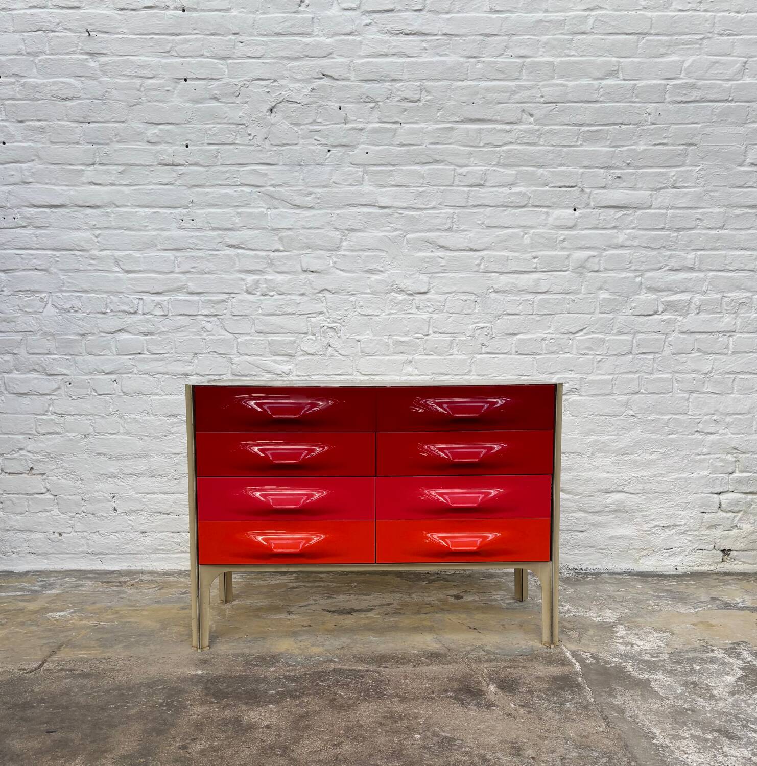 Raymond Loewy red orange chest of drawers