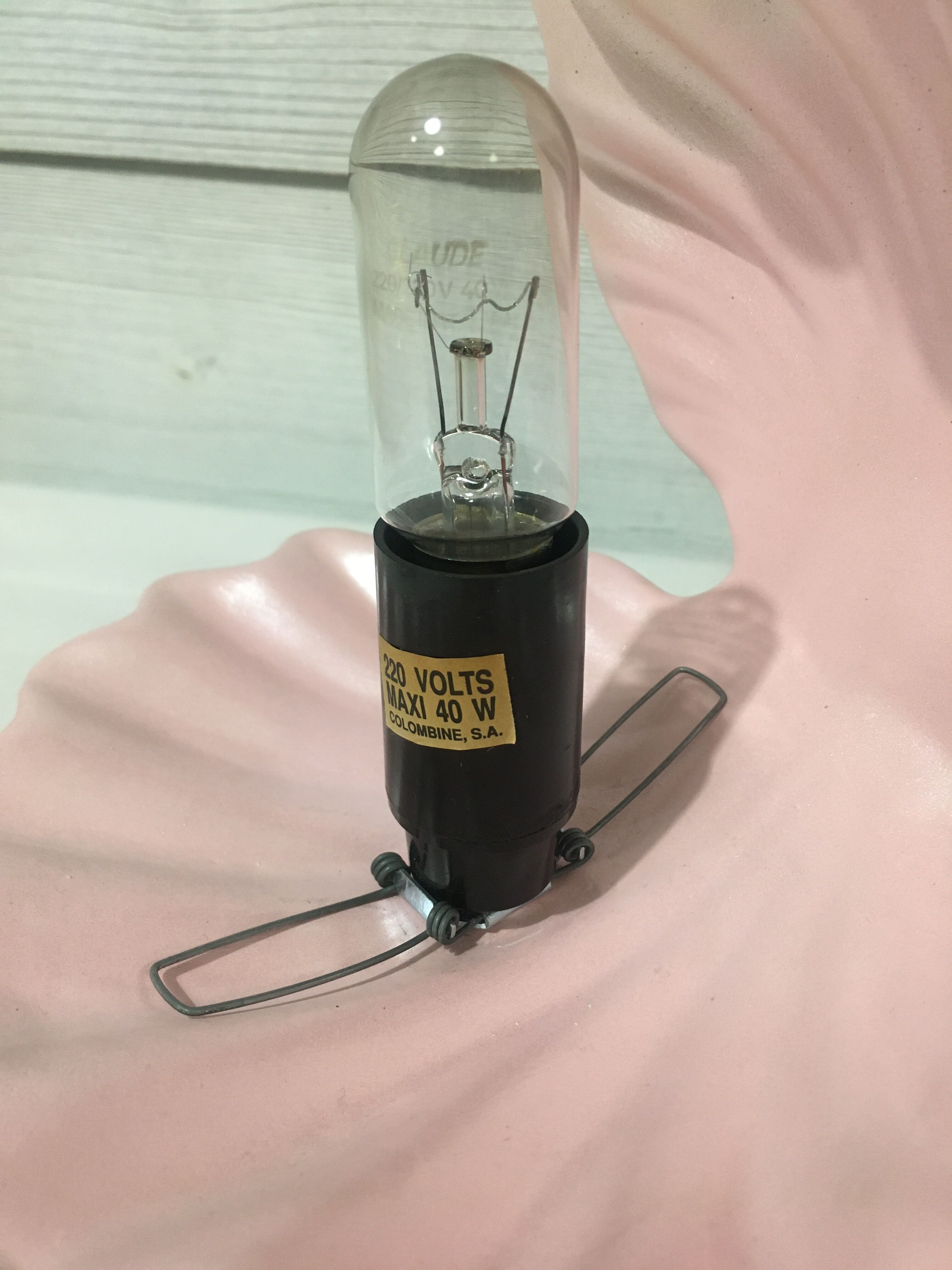 Iridescent pink shell lamp