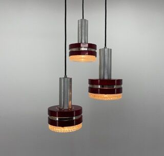 1960's Italian Cascade Metal & Glass Pendant