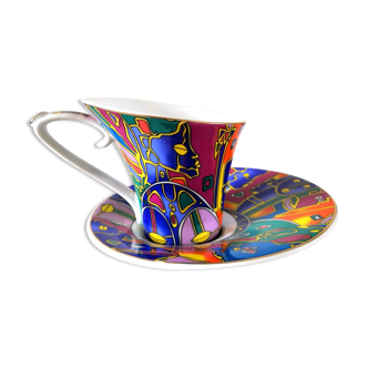 Cup and saucer design so french, decoration of the galion