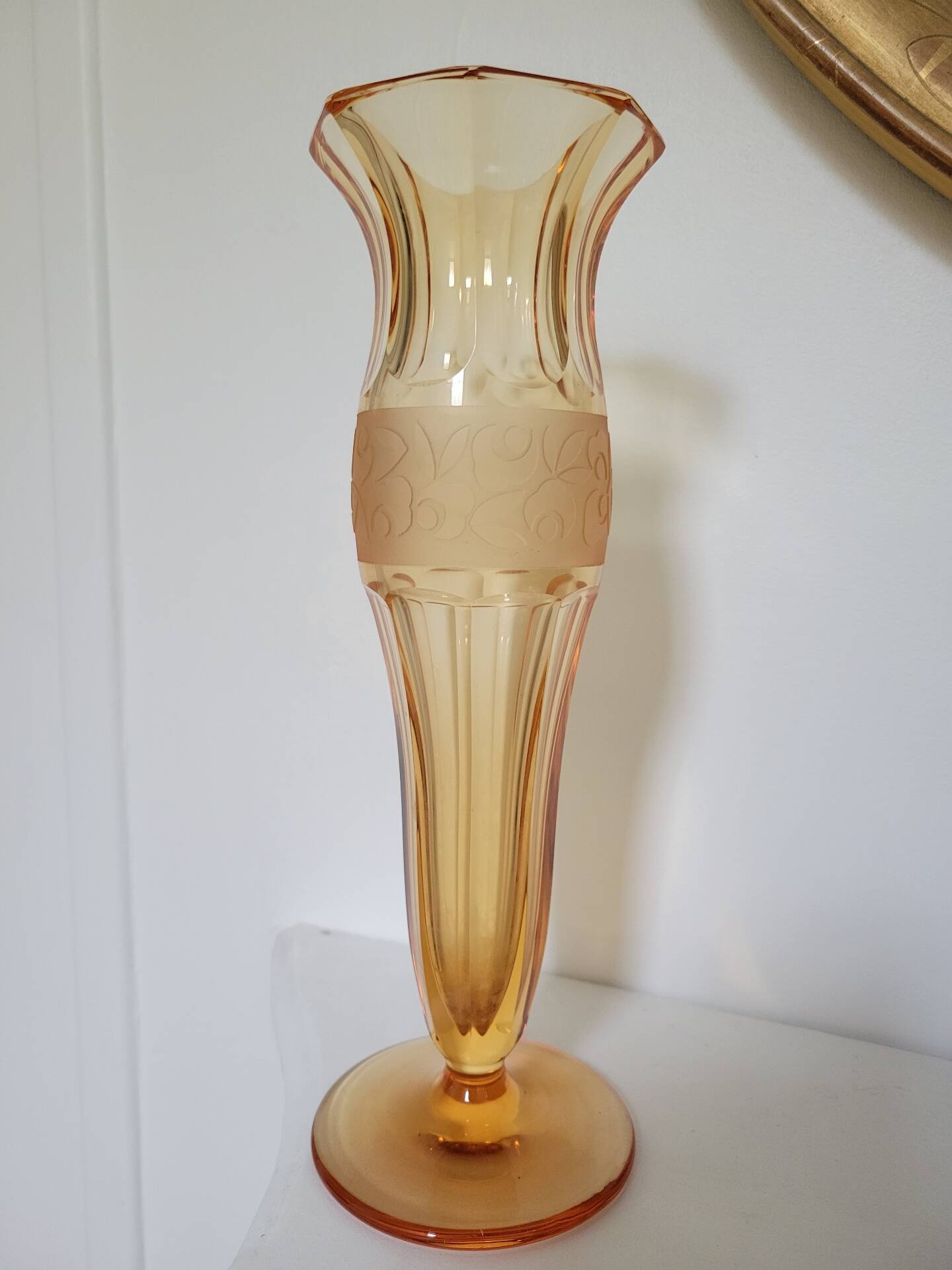 Art Nouveau cut crystal single flower vase