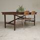 Vintage workshop folding table in oak with a hand-patinated black top.