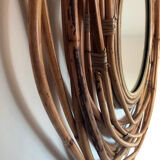 Natural bamboo round mirror 90cm