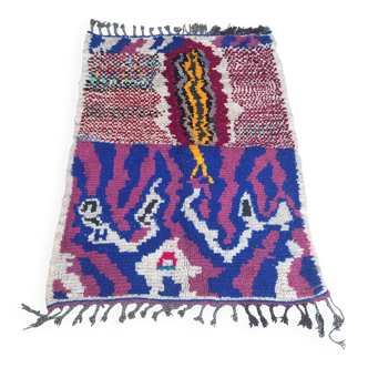 Tapis marocain Azilal fait main, tapis berbère en laine tissé à la main.