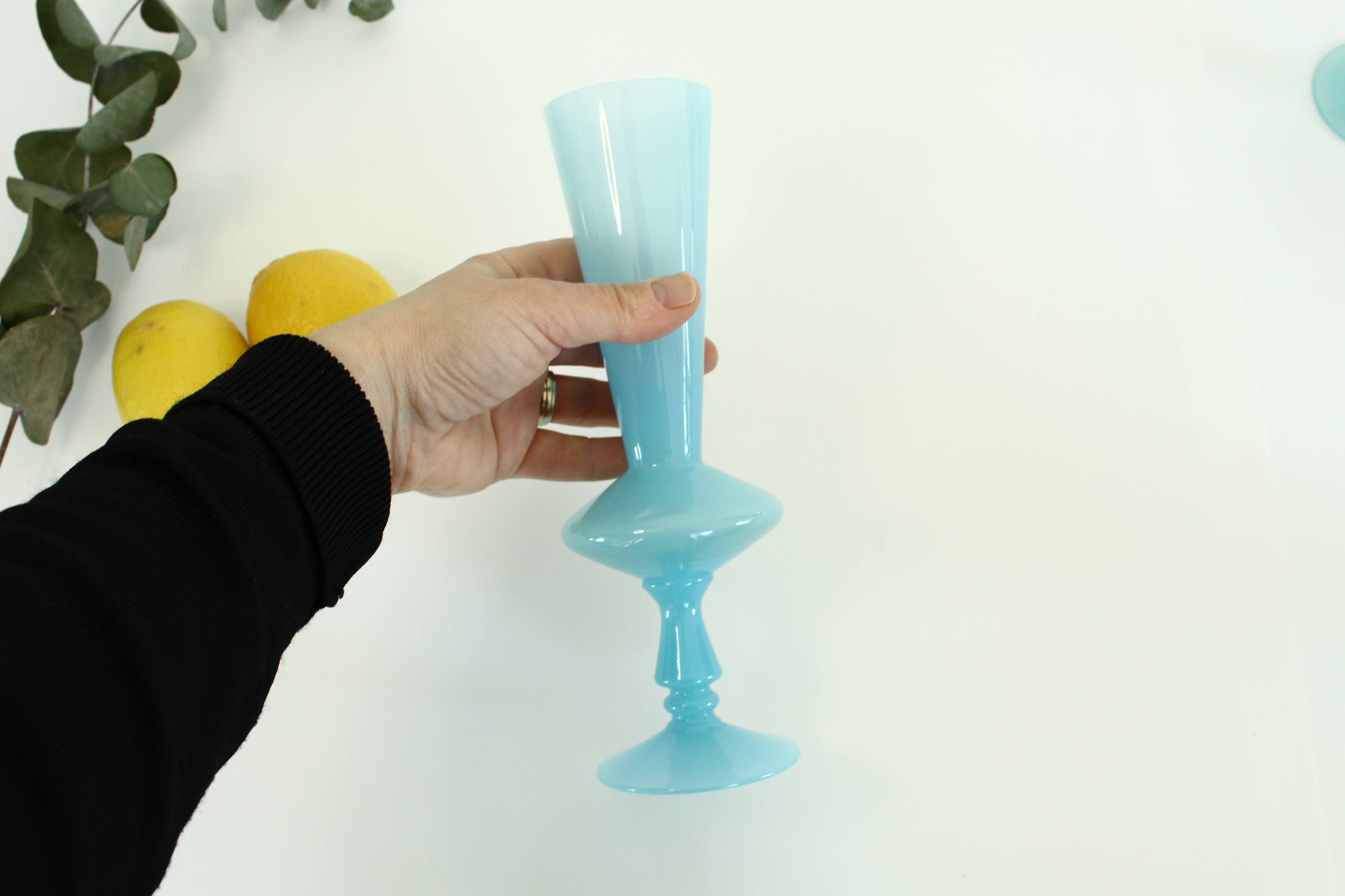 Vase / soliflore in blue opaline