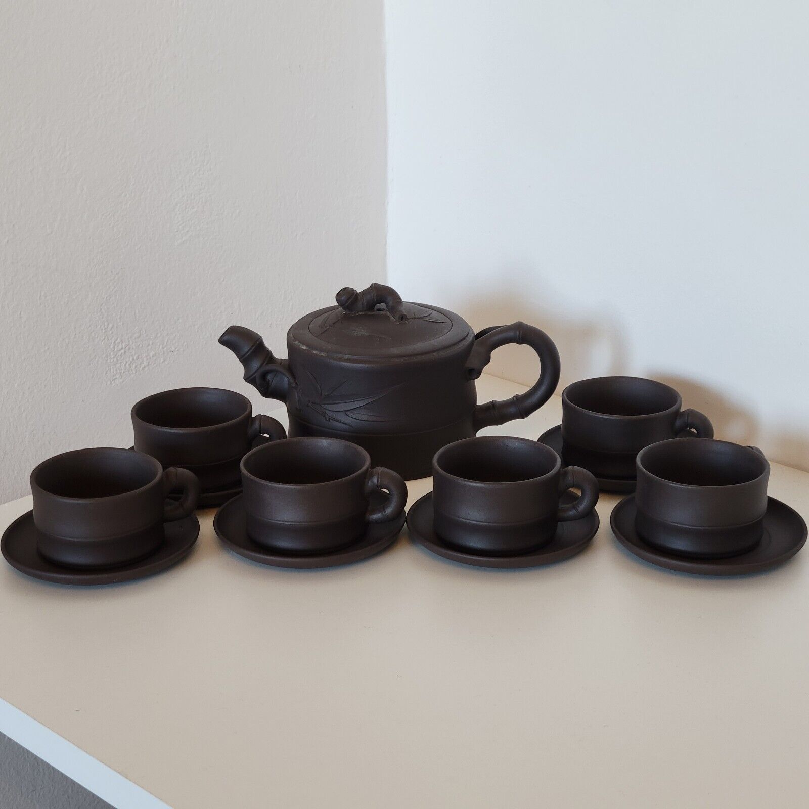 Chinese Terracotta Tea Set Yixing Bamboo Decor