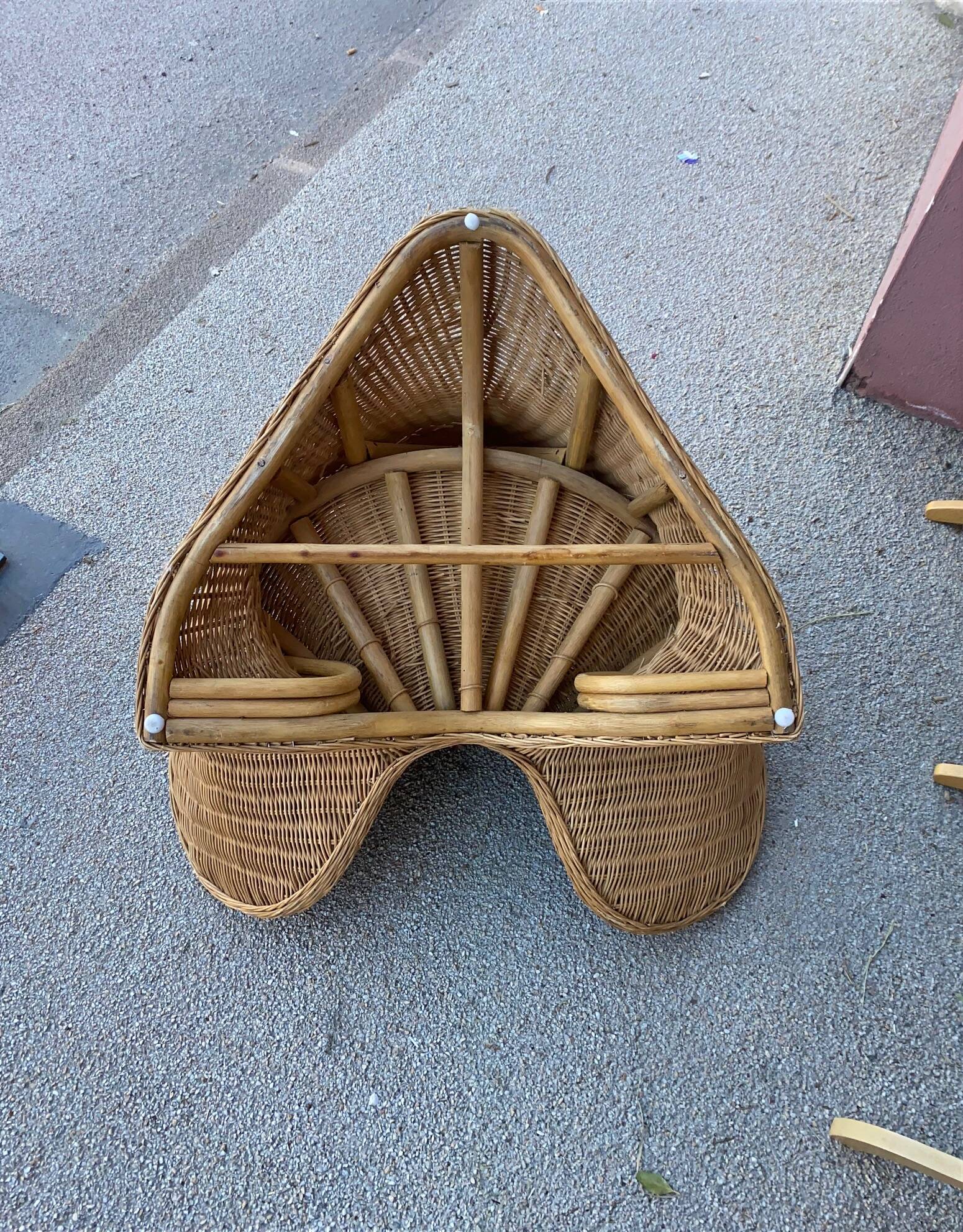 1970s rattan lotus meditation chair