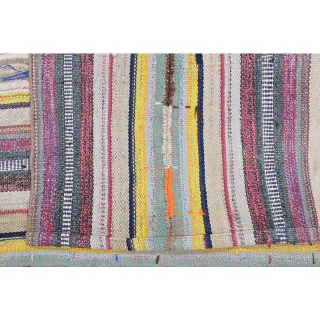 Vintage Turkish Oushak Handmade Wool Cotton Beige Kilim Area Rug 129x210