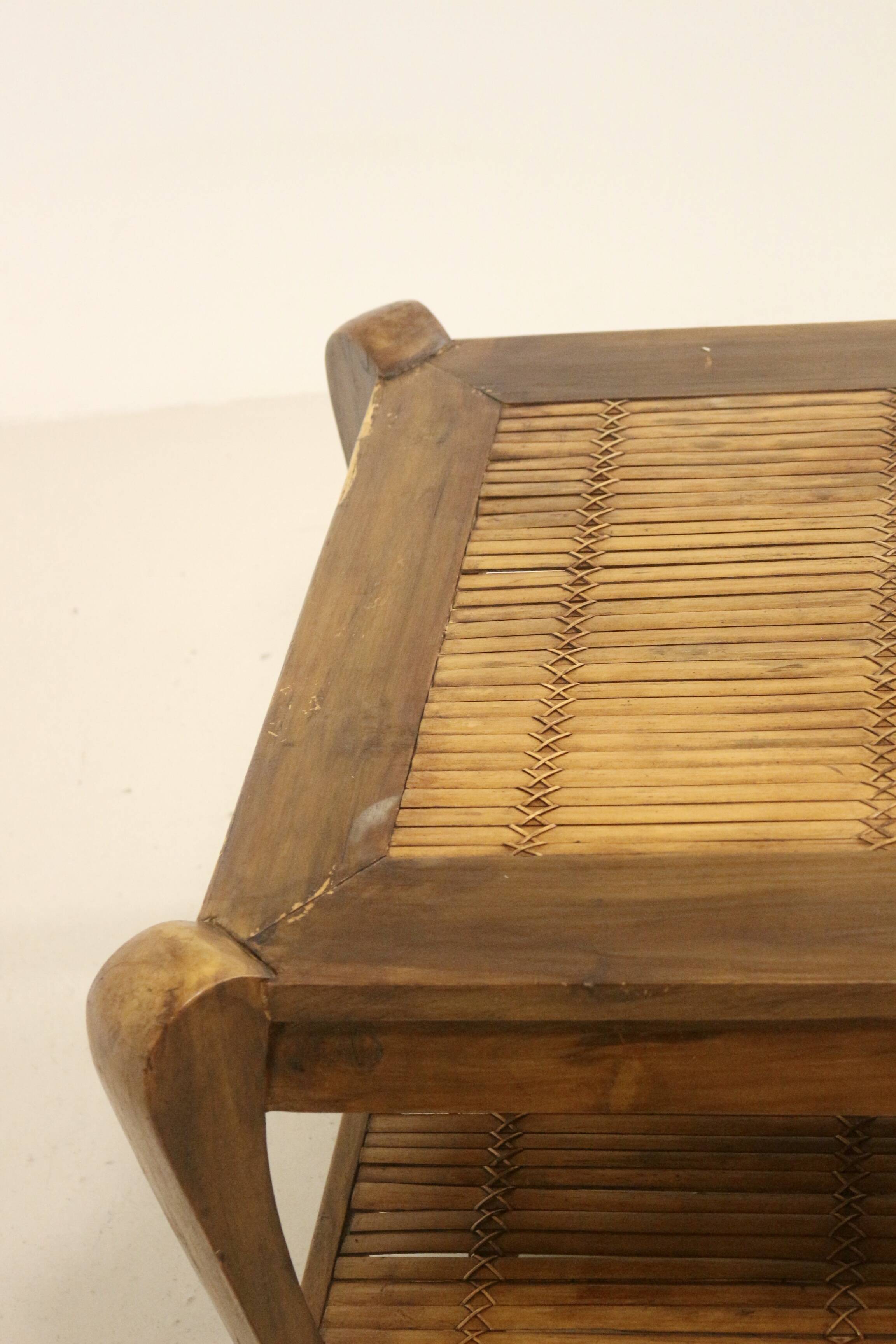 Vintage coffee table in wood and bamboo year 70