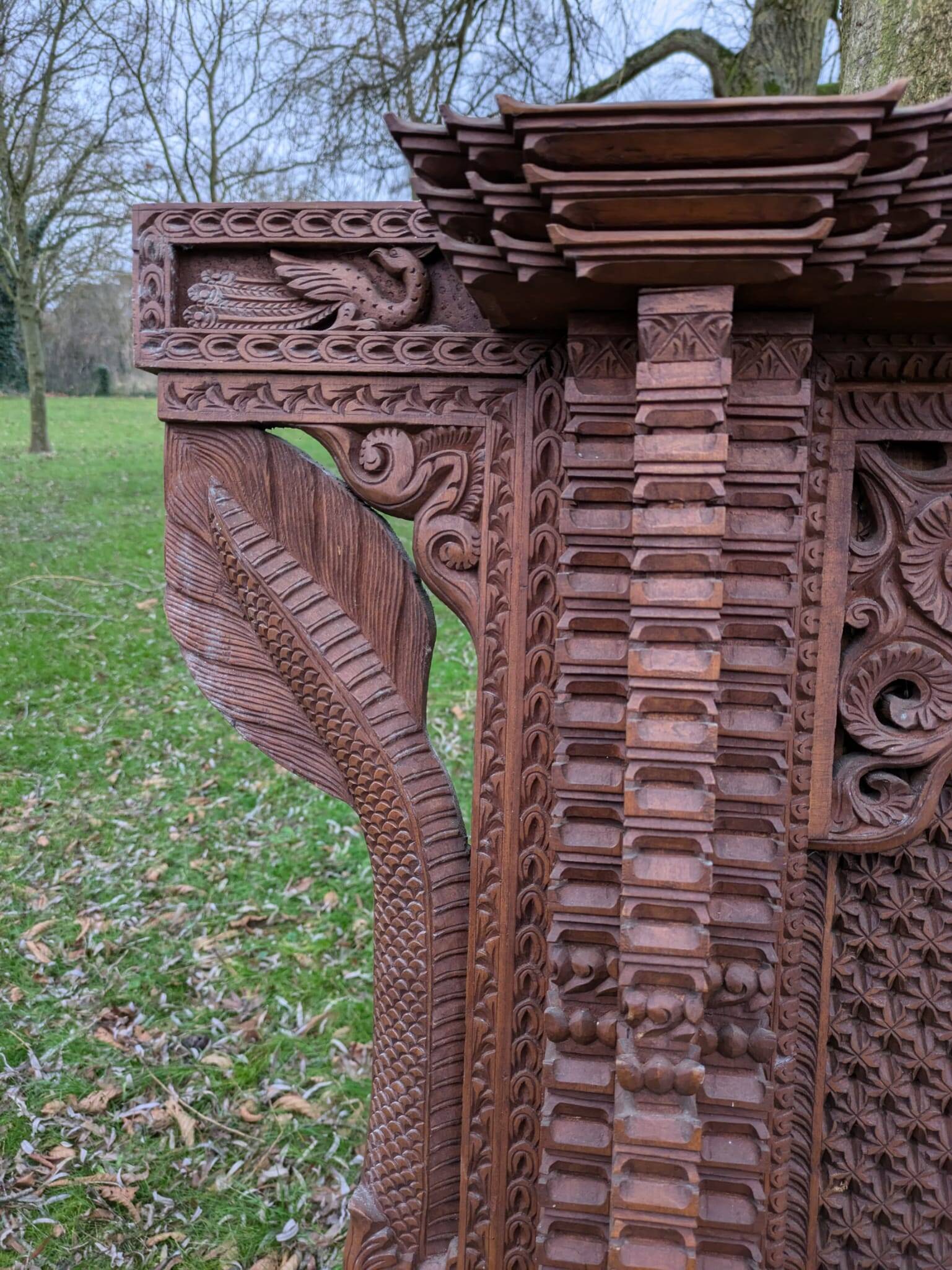 Vintage Wooden Newari Window From Nepal