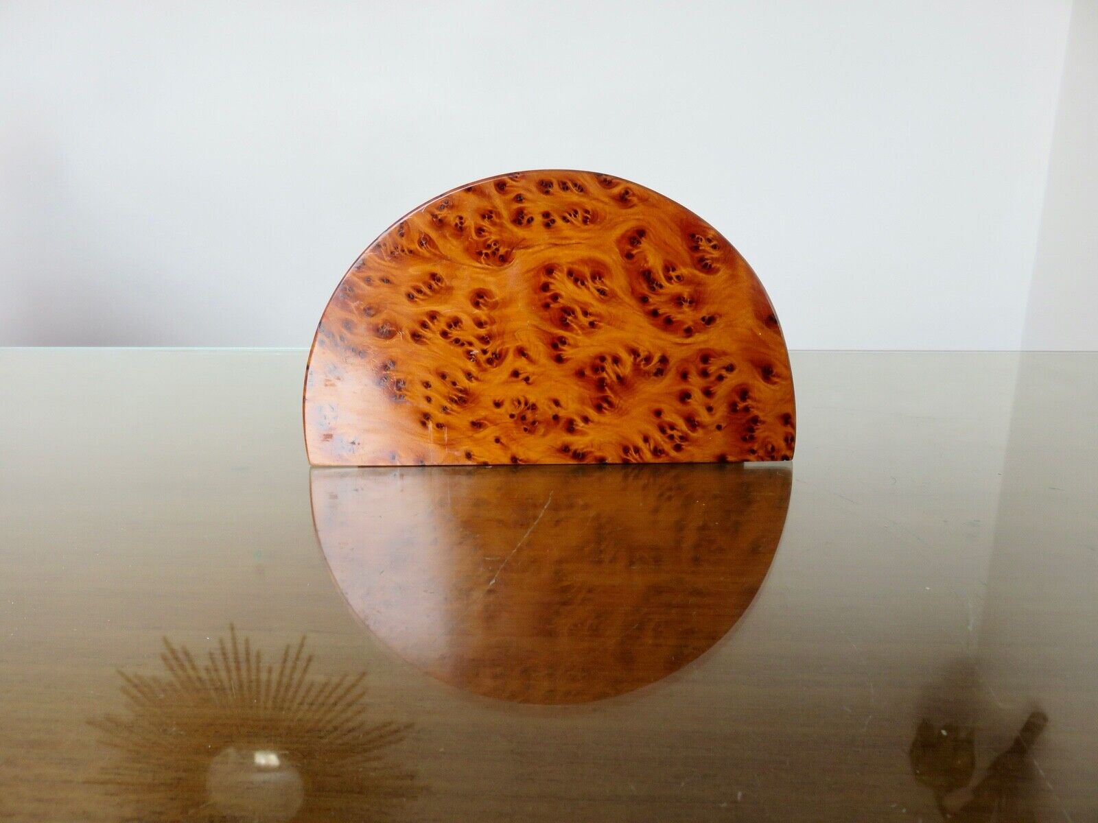 Art deco letter holder in elm burl 1930