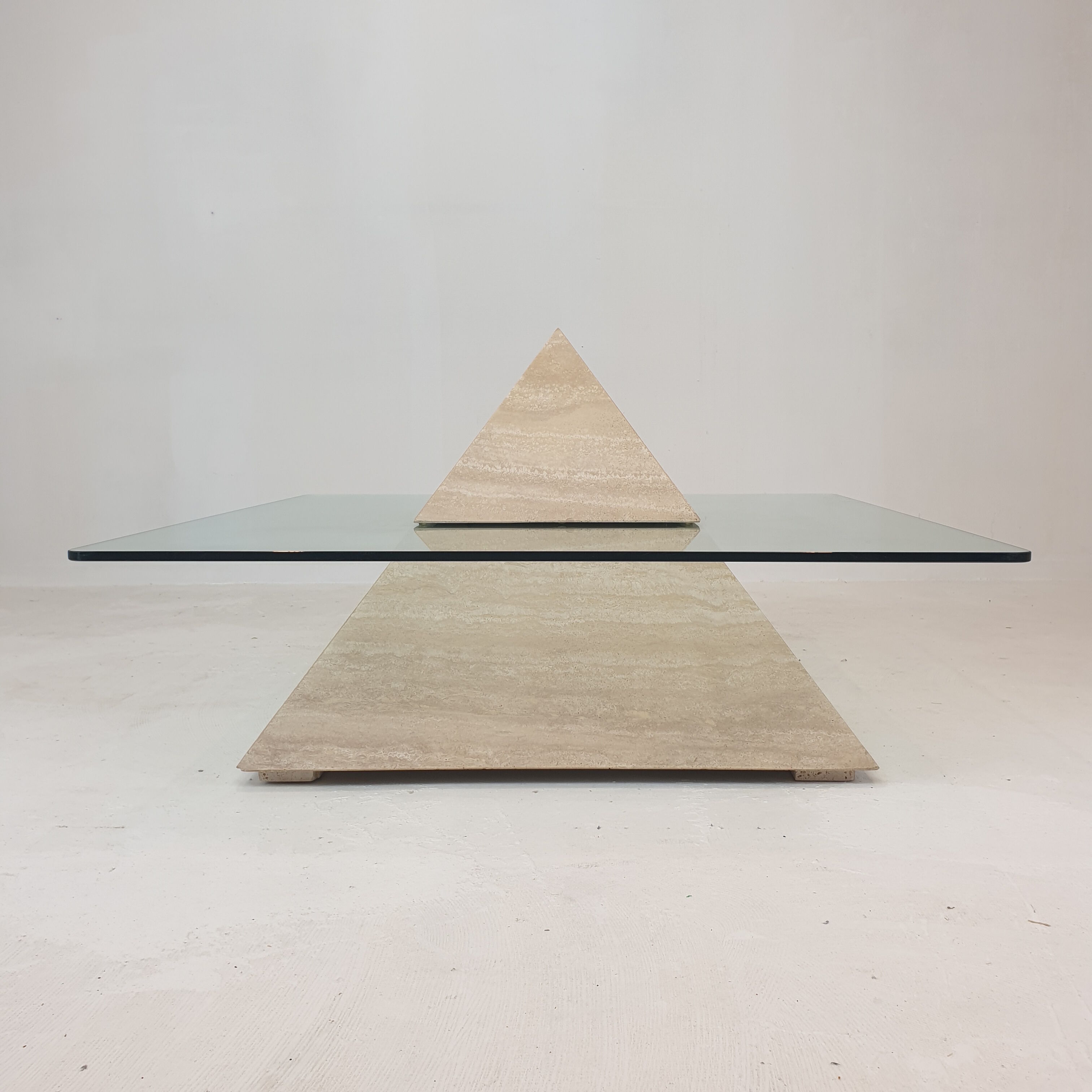 Italian Travertine Pyramid Coffee Table, 1980s