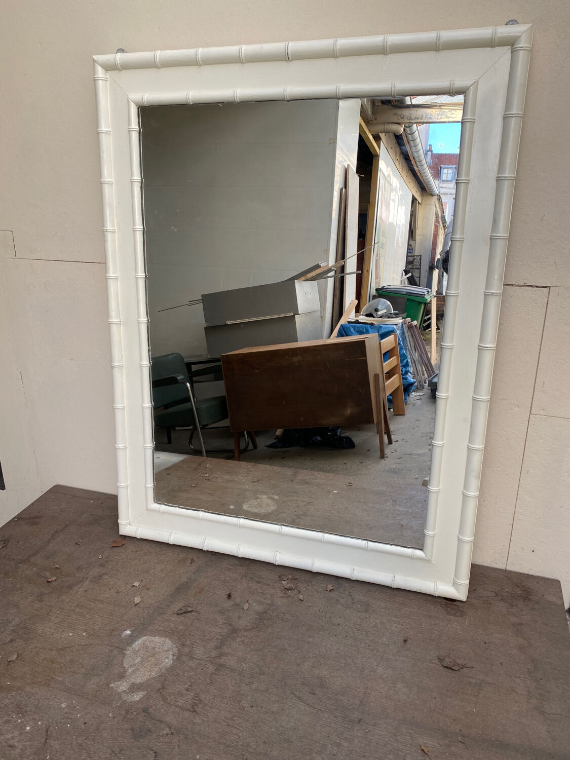 Wooden and bamboo mirror