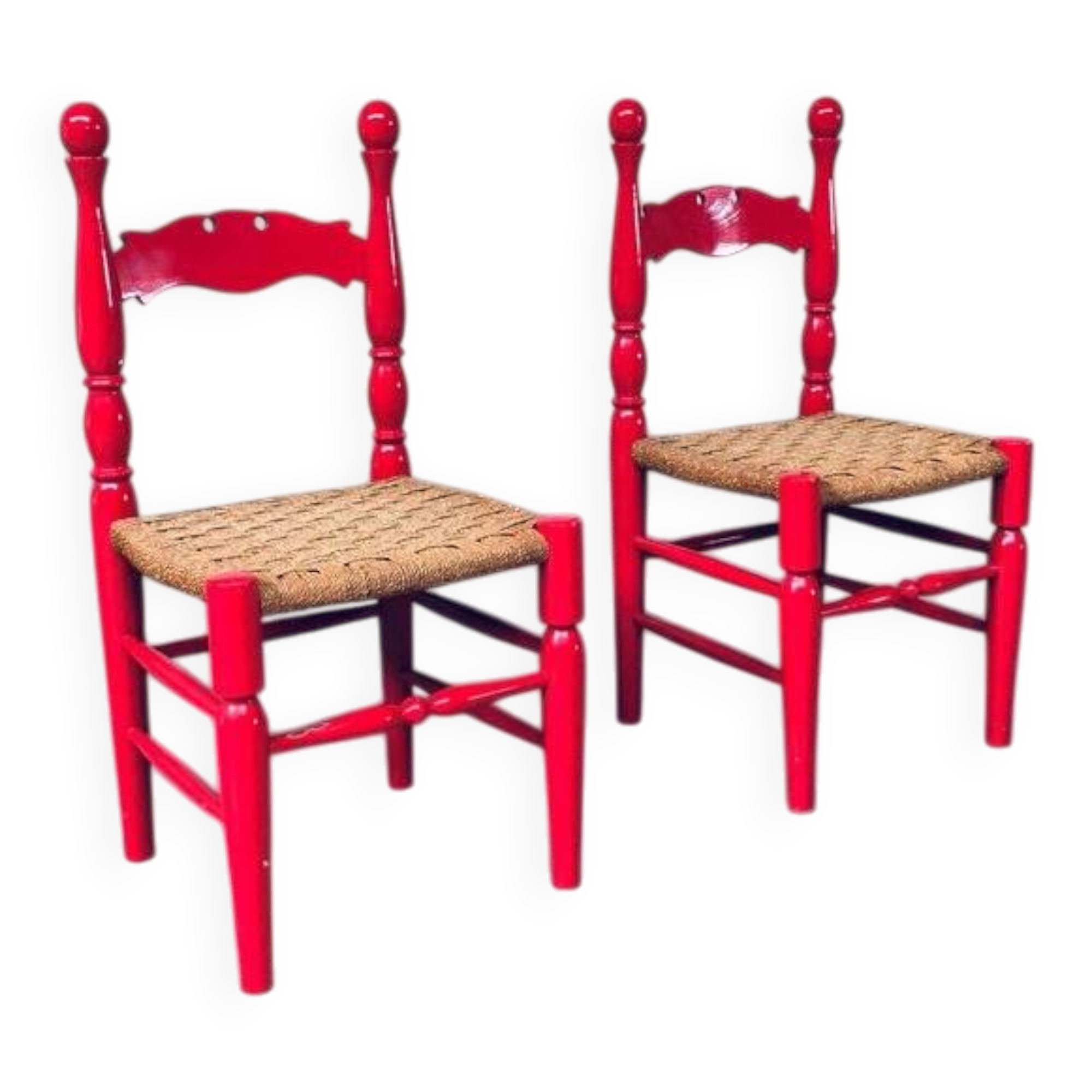 Set of Scandinavian Country Design Red Side Chairs, Sweden, 1960s