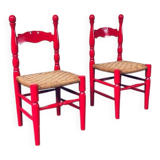 Set of Scandinavian Country Design Red Side Chairs, Sweden, 1960s