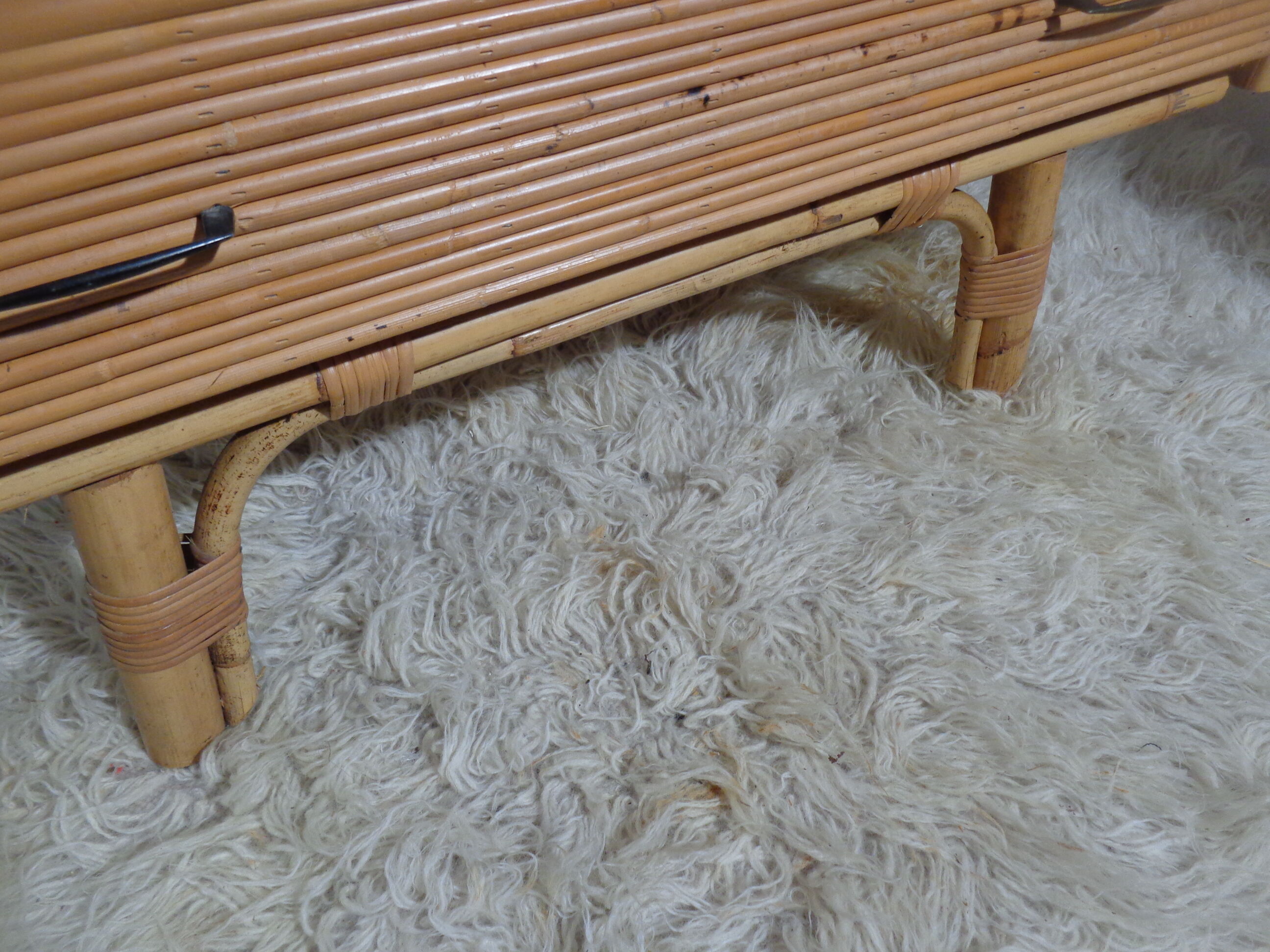 Bamboo and rattan chest of drawers  of the 60s