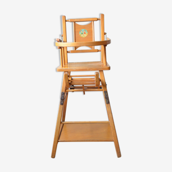 High wooden chair for baby