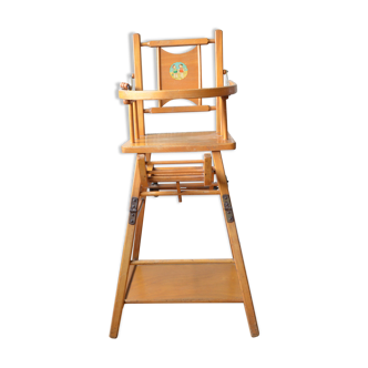 High wooden chair for baby