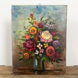 Oil on canvas "bouquet champêtre" Yves Gonec middle twentieth