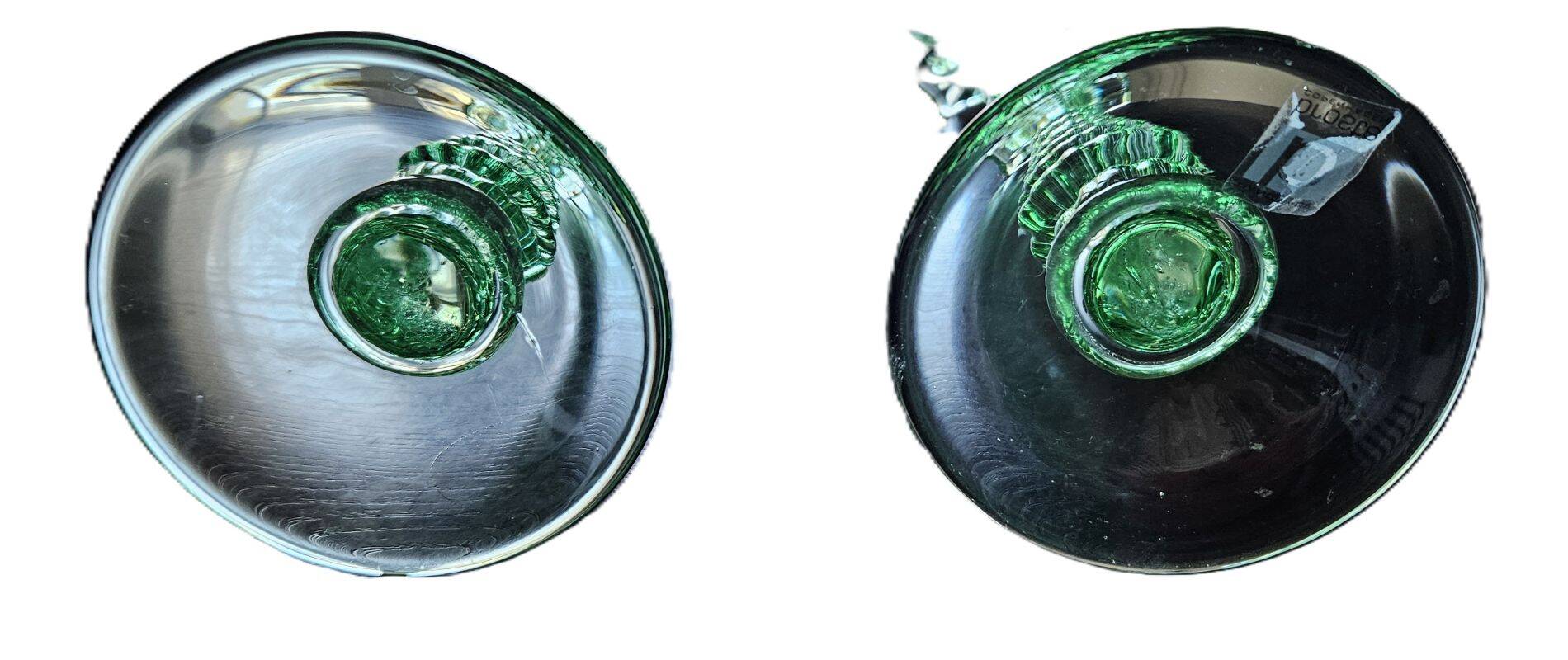 Broste Copenhagen - Pair of Large Green Blown Glass Candlesticks