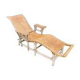 Chaise longue en rotin ancienne 20e siècle