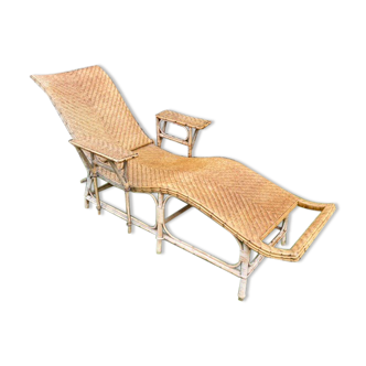 Old rattan chaise longue 20th century