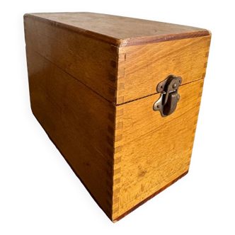 Old wooden index card box