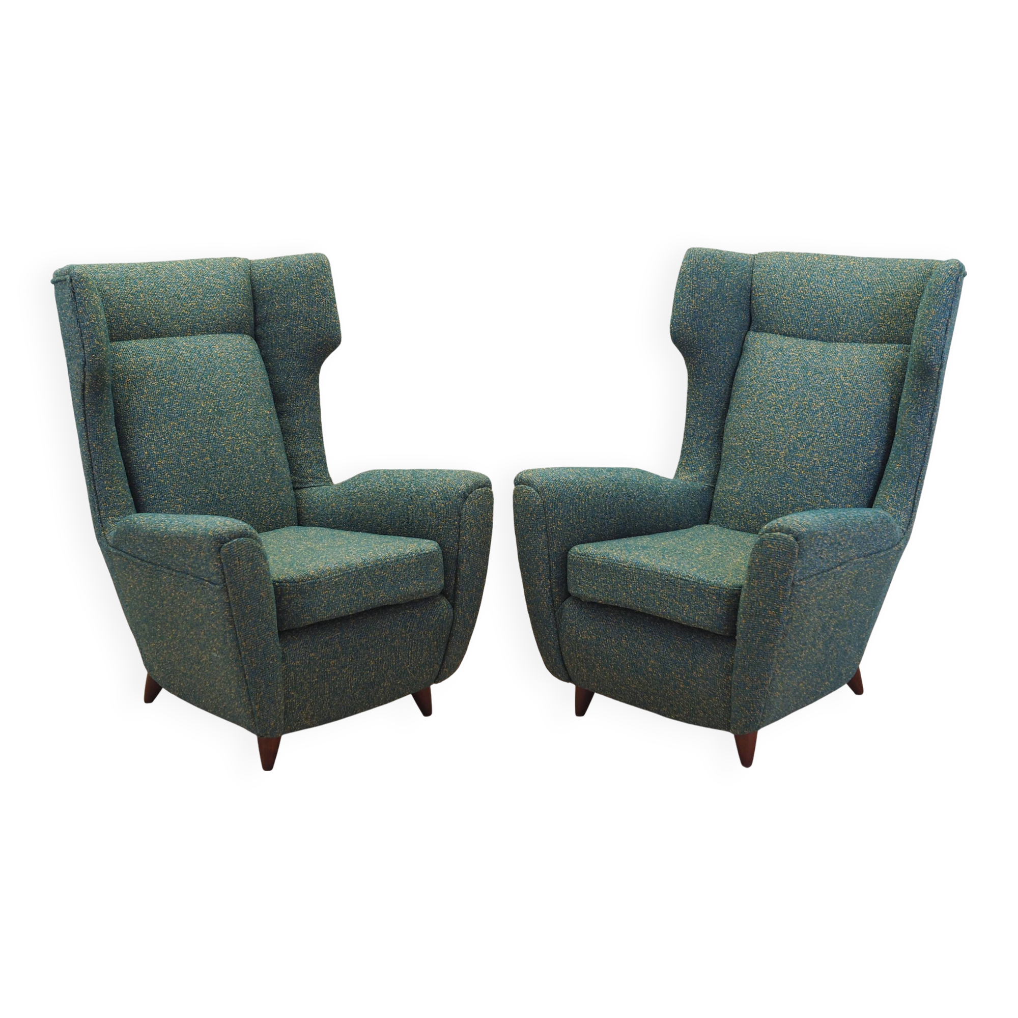 Green armchair, Italian design, 1970s, production: Italy