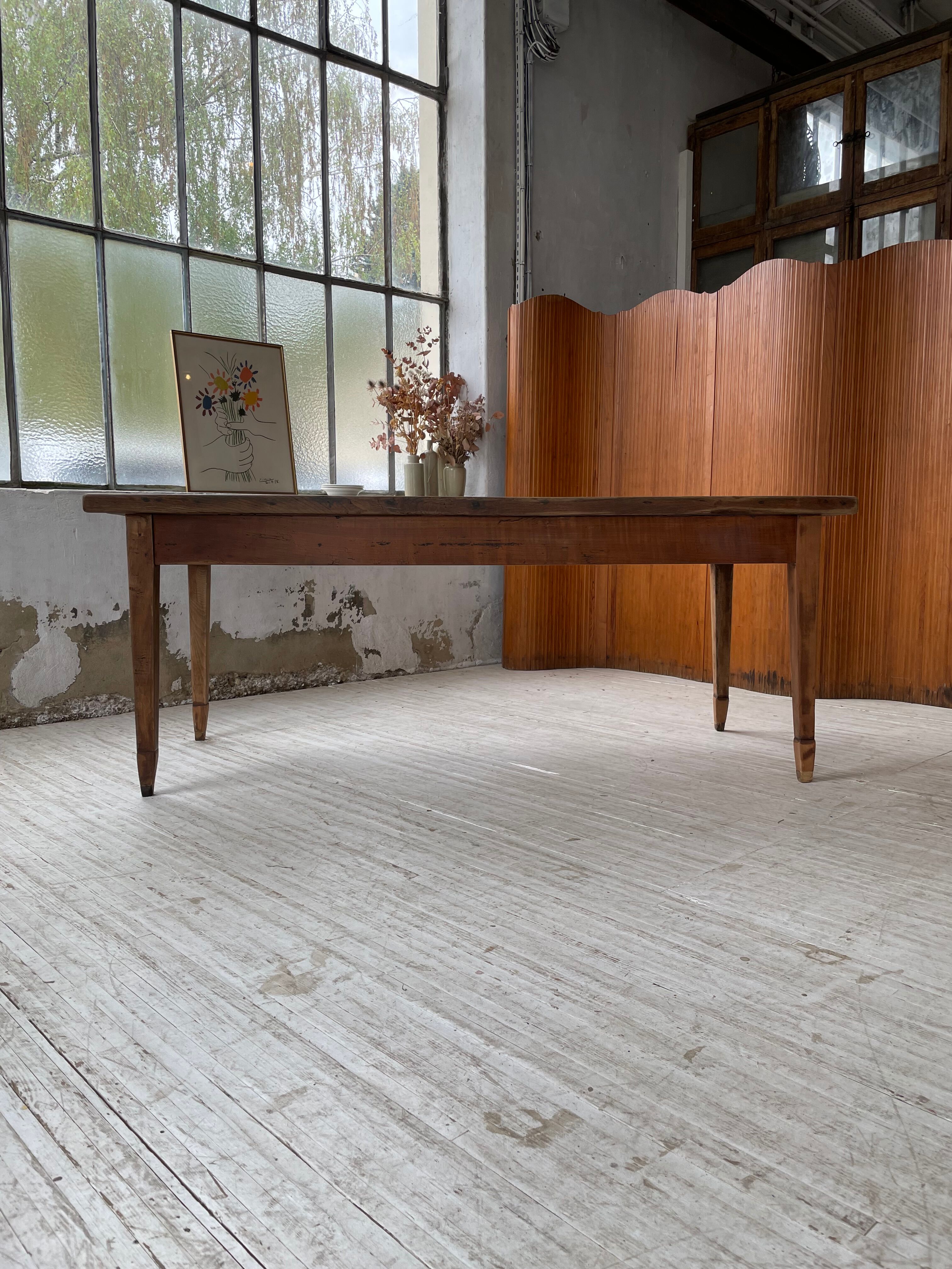 Farmhouse table in oak and walnut 2m