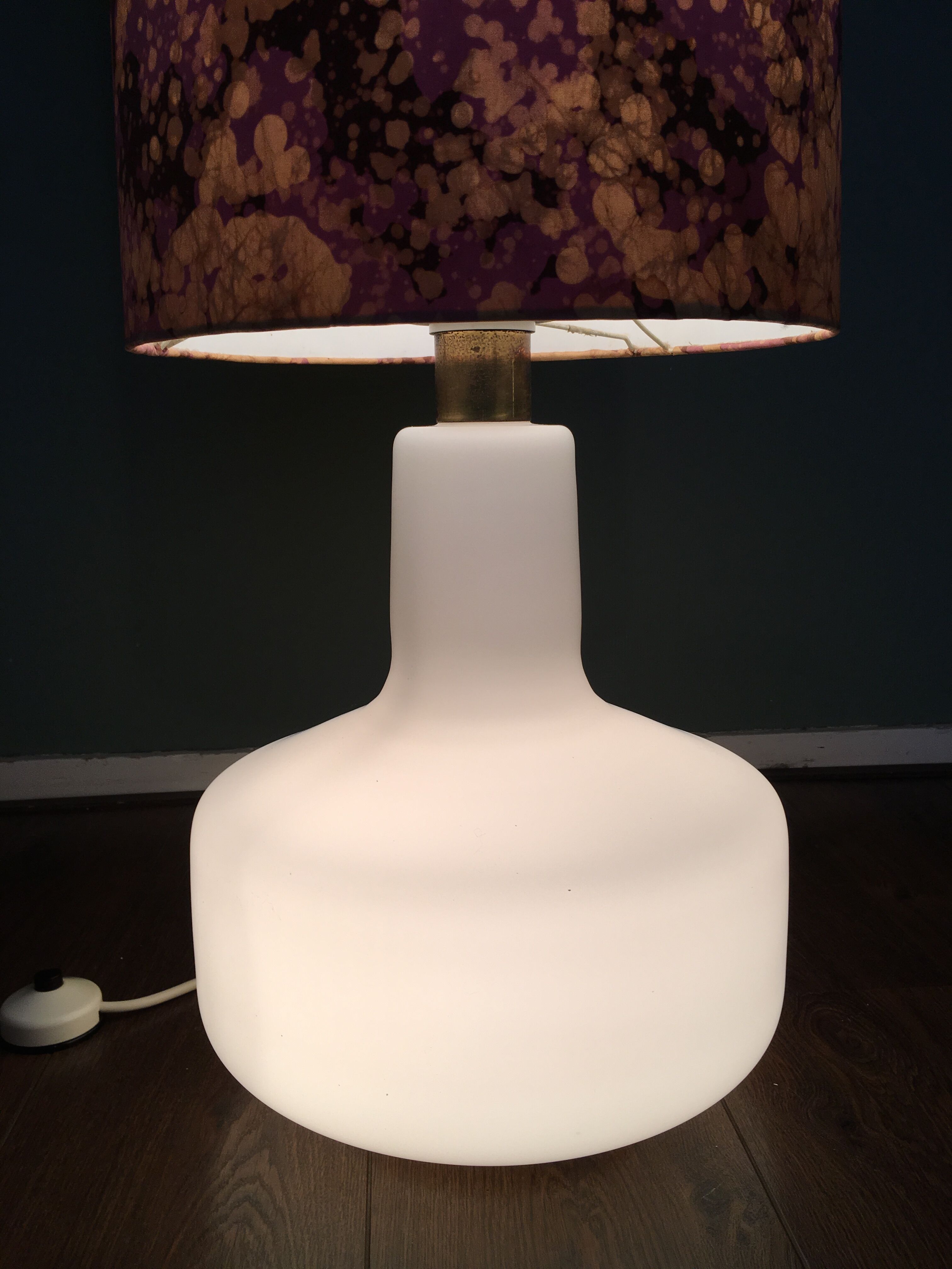 Mid-Century Pink & White Glass Floor Lamp