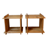 Pair of cubist pine bedside tables
